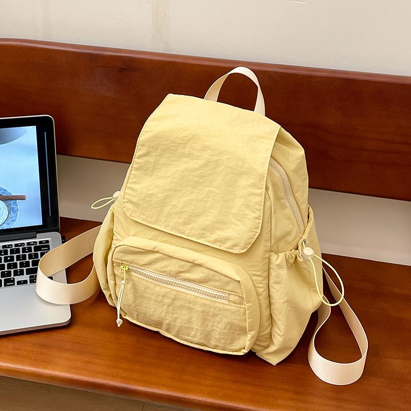 New Casual Backpack Korean Travel Solid Color Small Book Bag Japanese Small Fresh Backpack Versatile Flip Bag