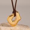 Trendy Irregular Geometric Metal Pendant Necklace Stylish Wax Rope Neckchain Handmade Jewelry Gift for Women Girls
