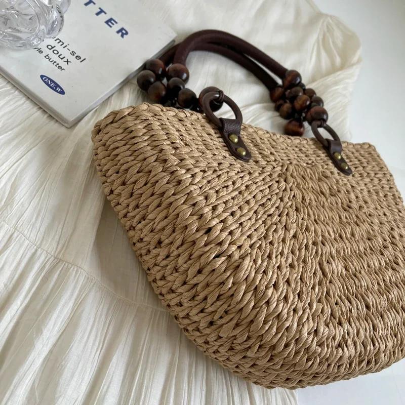 Fashion New Straw Bag Large Capacity Summer Hand Woven Rural Style Women's Shoulder Bags Versatile Style Trend Handbag