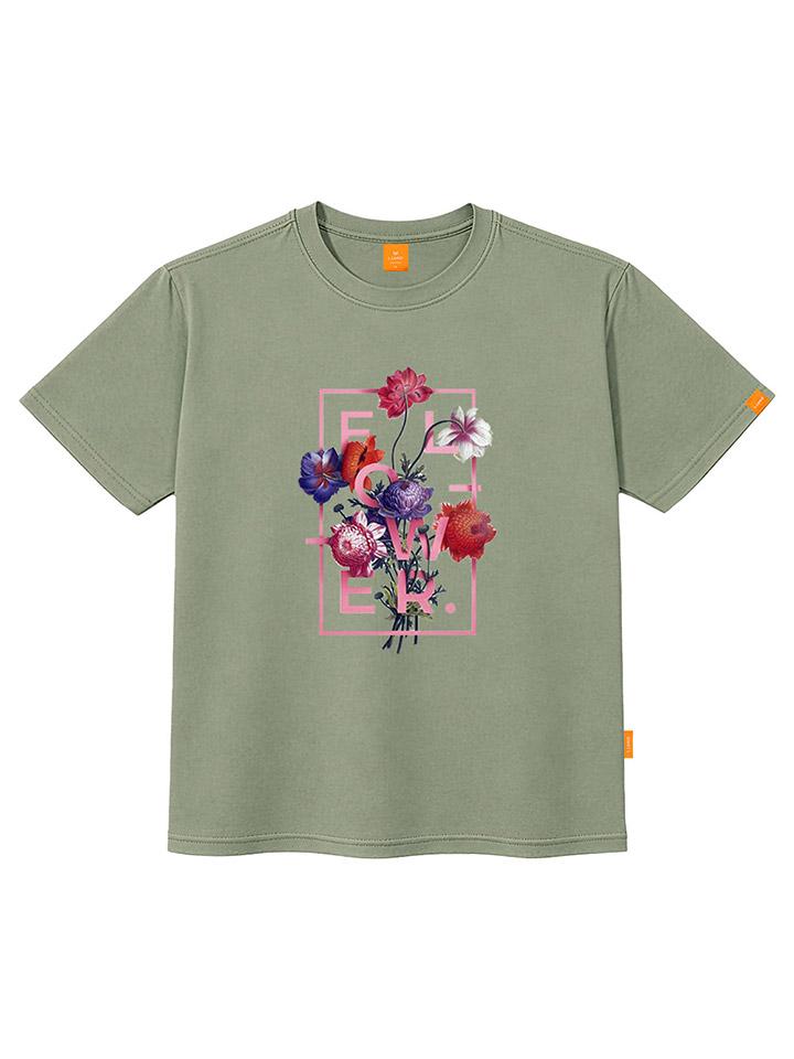 Ellamo Square Flower Short Sleeve T-Shirt Unisex Plus Size S~4Xl (Type B)