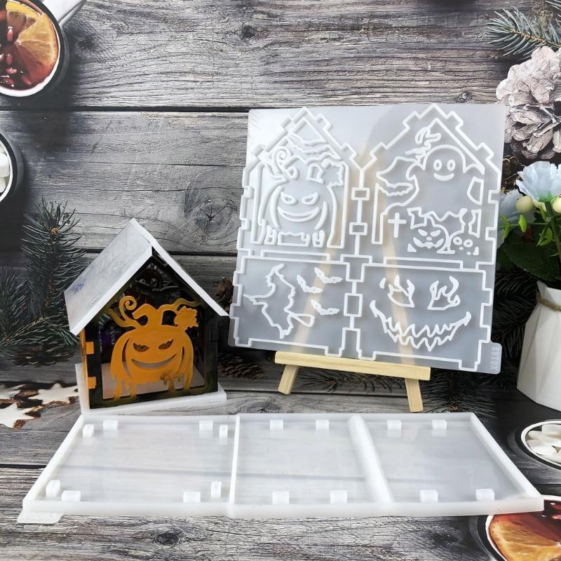 Flexible Silicone Mold Halloween Small House Decoration Making Mould Temperature Resistant Epoxy Mould for Ornament