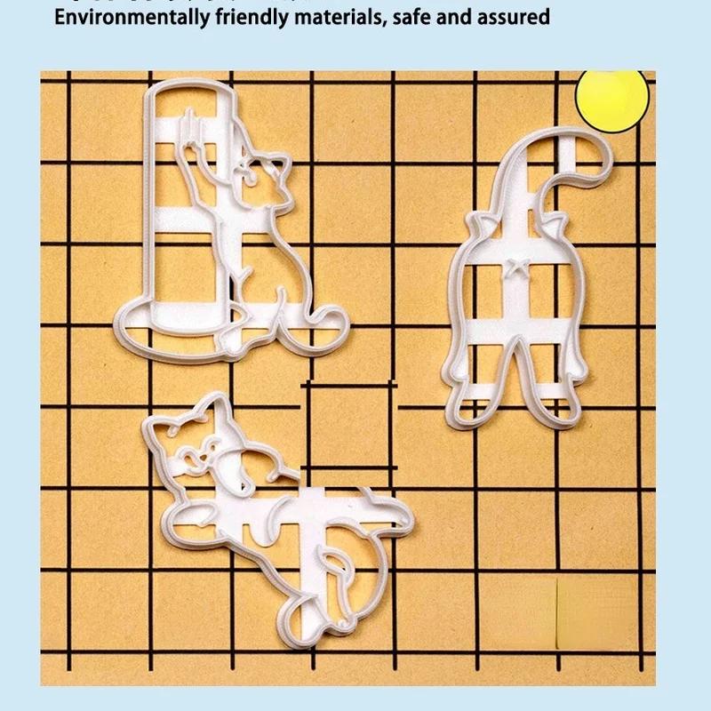 3 st/set Söt katt Kattunge Kakformar Fondantskärare Kexskärare Tårta Bakverksform Tårtdekoration Kök DIY Bakmaterial
