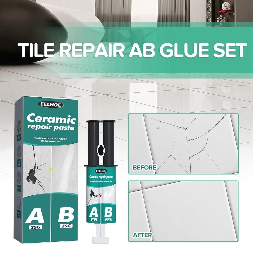 Ceramic Tile Repair Paste Ceramic Tile Repair Small Holes Ceramic Tile Repair Kit AB Mix Paste Tile Adhesive Porcelain Sink Repair Kit White