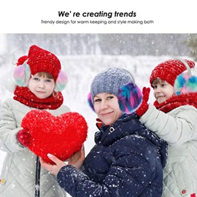 Modische Plüsch-Hörer für Damen, Winter, Warm, Weihnachts-Kopfhörer-Form, Mädchen-Ohrenschützer, Polarlichter-Farbe