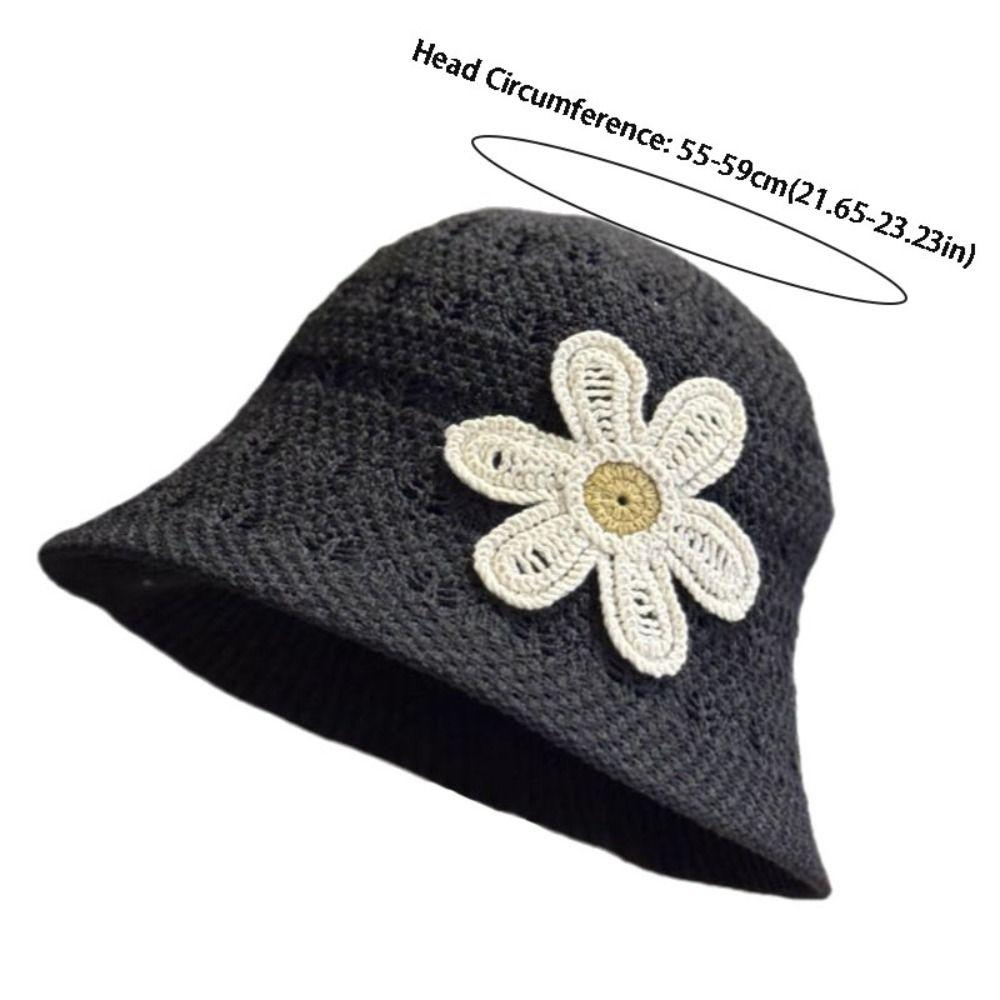 3D Flower Embroidered Fisherman Hat Foldable Straw Hat Fashion Bucket Hat  Outdoor
