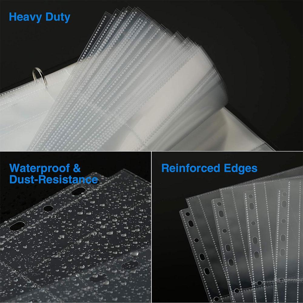 A4 Clear 10 Pcs Photo Album Refill Pages File Protector 4/11 Holes 6×4 8×10 4/11 Ring Binder Photocards Postcard Card Notebook