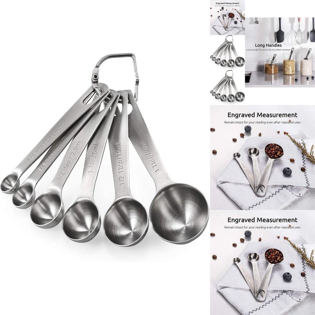 Versatile Six Piece Stainless Steel Measuring Spoon Set For Baking And Culinary Adventures