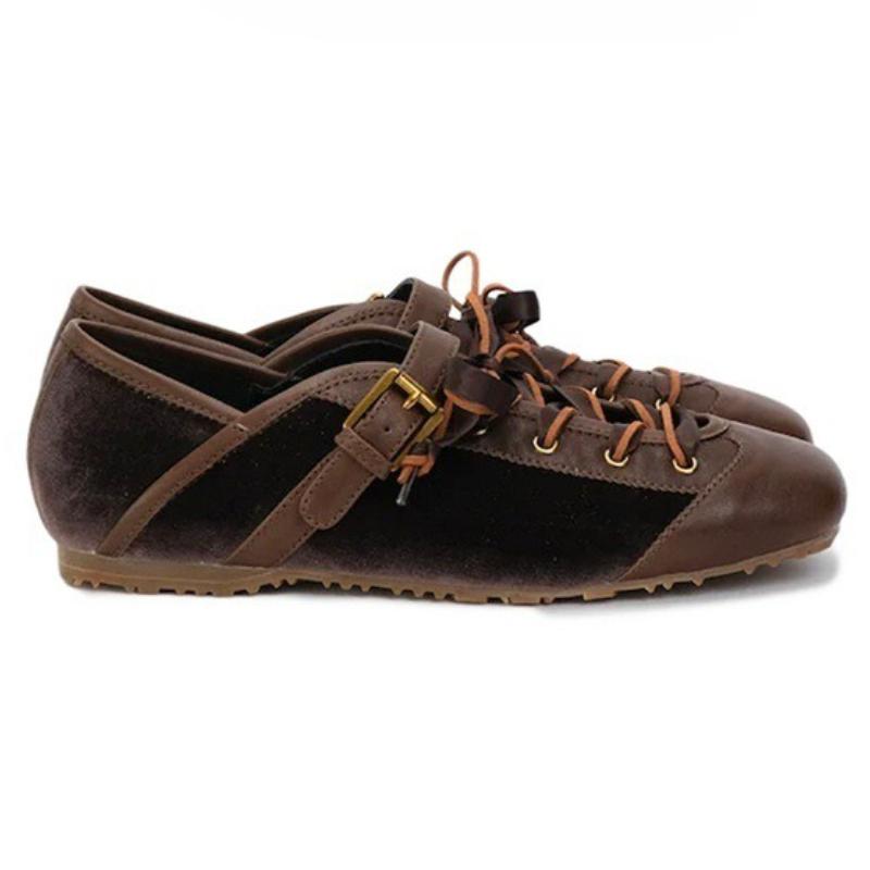 Fashion Brand Lace-up Ballet Flats Women Shoes Shallow Comfort Sporty Casual Shoes Female Buckle Fashion Designer Shoes Zapatos De Mujer