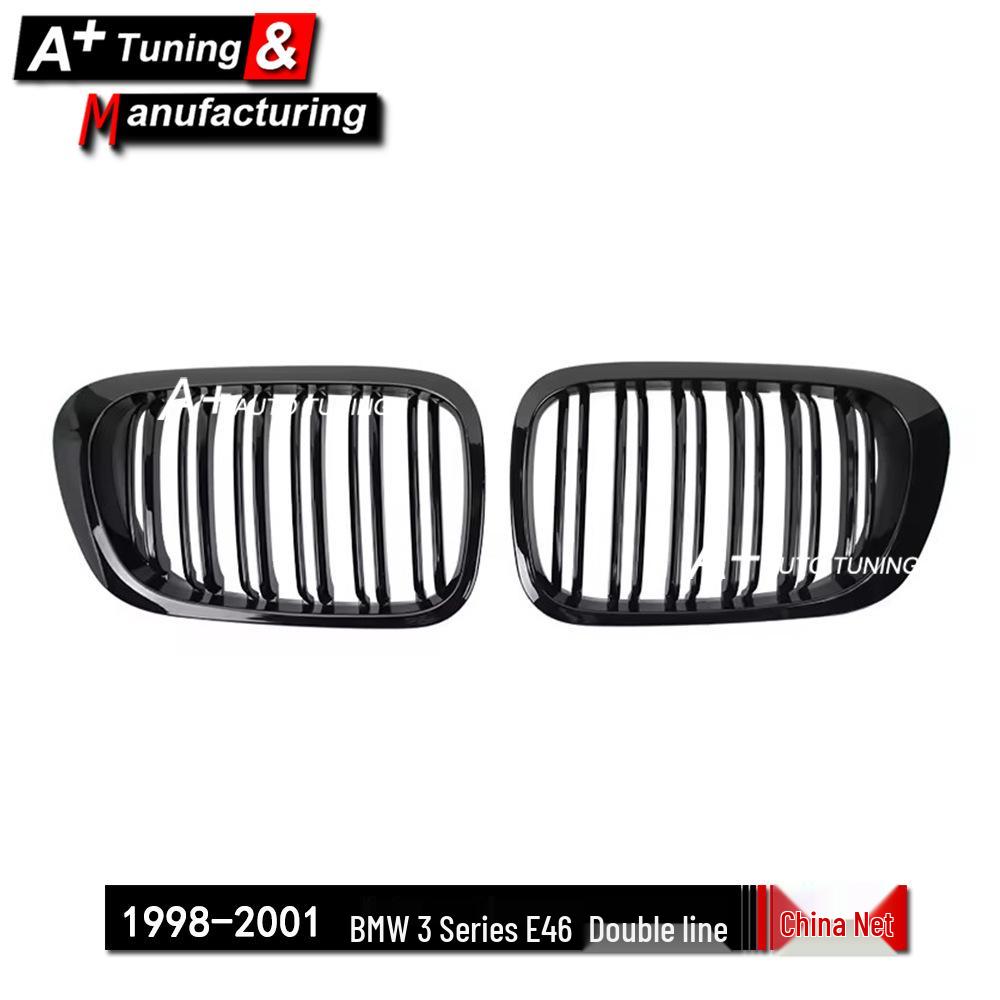 

Glossy Black Front Grille for BMW 3 Series E46 (1998-2001) Coupe, Double Line Style