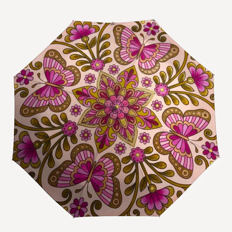 

1pc Butterfly Mandala Floral Pattern Umbrella with Plastic Handle,Compact & Stylish,Suitable for All Seasons YS331065