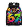 Robot Gamer Boy Number 67 Backpack for Men Women Casual High School Work Daypack Neon Paint Splash Laptop Shoulder Bag Outdoor
