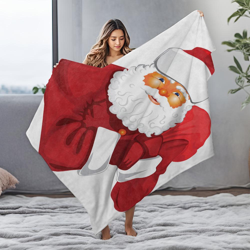 TU Fluffy Santa Blanket Soft Throw Cozy Christmas Gift Holiday Decor Reversible Plush Sherpa Home Bedding Festive Warm Gift Idea