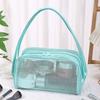 New with Handle Travel Makeup Bag Large Capacity Mesh Cosmetic Bag Polyester Lightweight Storage Bag
