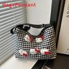 Street Style Canvas Tote Bag For Women Large Capacity With Zipper Closure For Daily Use