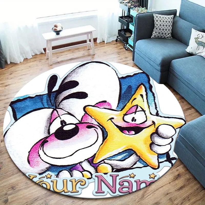 Diddl Custom Name Round Area Rug,Carpet Rug for Living Room Bedroom Sofa Playroom Decor,Non-slip Floor Mat