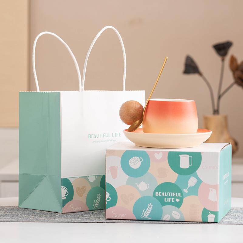 High-end Coffee Cup Set, High-end Afternoon Tea, Latte Flower Cup, Women's Exquisite High-value Light Luxury Couple Cup, Breakfast Cup