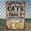 Vintage Cat Family Humor Metal Sign - Retro Wall Art for Man Cave, Bedroom Decor - English Lettering, Easy Hang