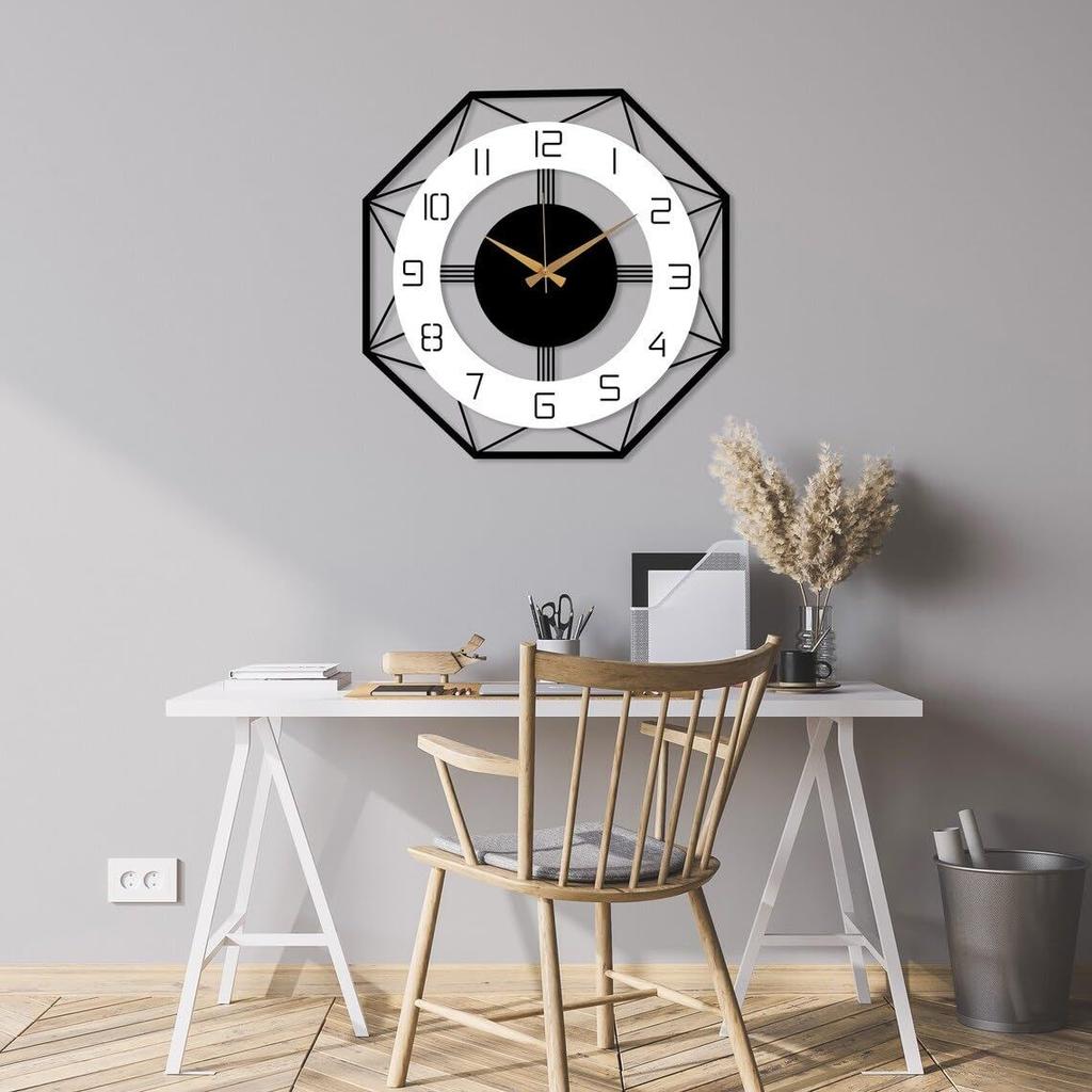 Morden Metal & Wooden Wall Clock for Living Room Bedroom Office Kitchen Stylish Wall Clock for Home and Hall Designer Big Size Modern