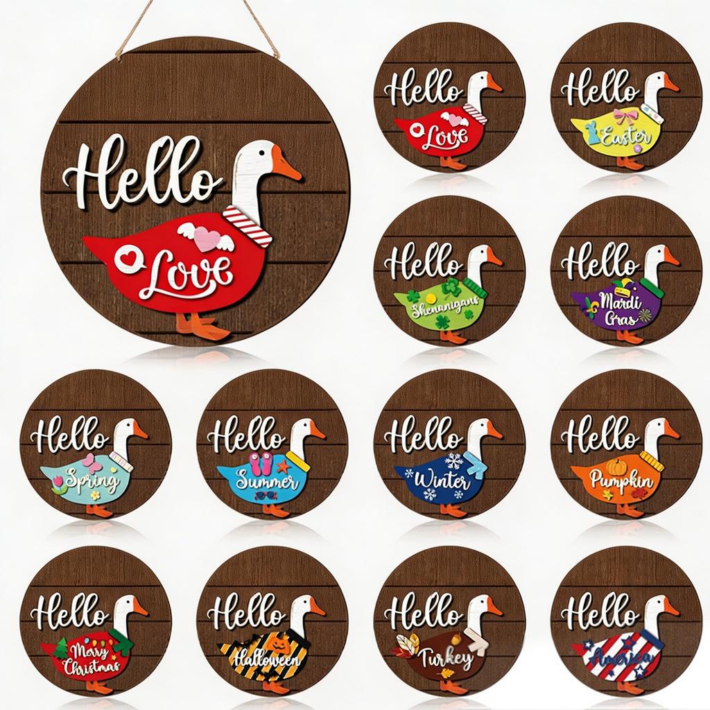 13 Replaceable Wooden Creative Doorplates Welcome Signs Door Hanging Decoration