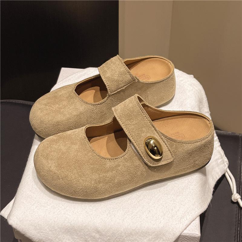 Inner height-increasing shoes women's spring and summer new one-pedal lazy shoes Mary Jane single shoes bag head half drag