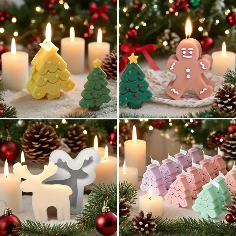 4Pcs Christmas Silicone Candle Molds Set - Reusable, Soft Easy-to-Release Craft Molds for Aromatherapy Candles Handmade Soaps