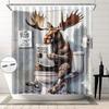 Funny Husky Shower Curtain Humor Husky Animal Sitting On Toilet Reading Newspaper Shower Curtains  Shower Curtain for Bathroom