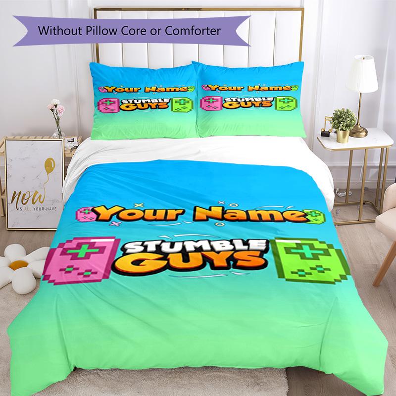 Stumble Guys Personalized Text Bed Linens Suitable for Study room Machine Washable Bedroom Decor Birthday/Christmas GiftSpiritual Gift