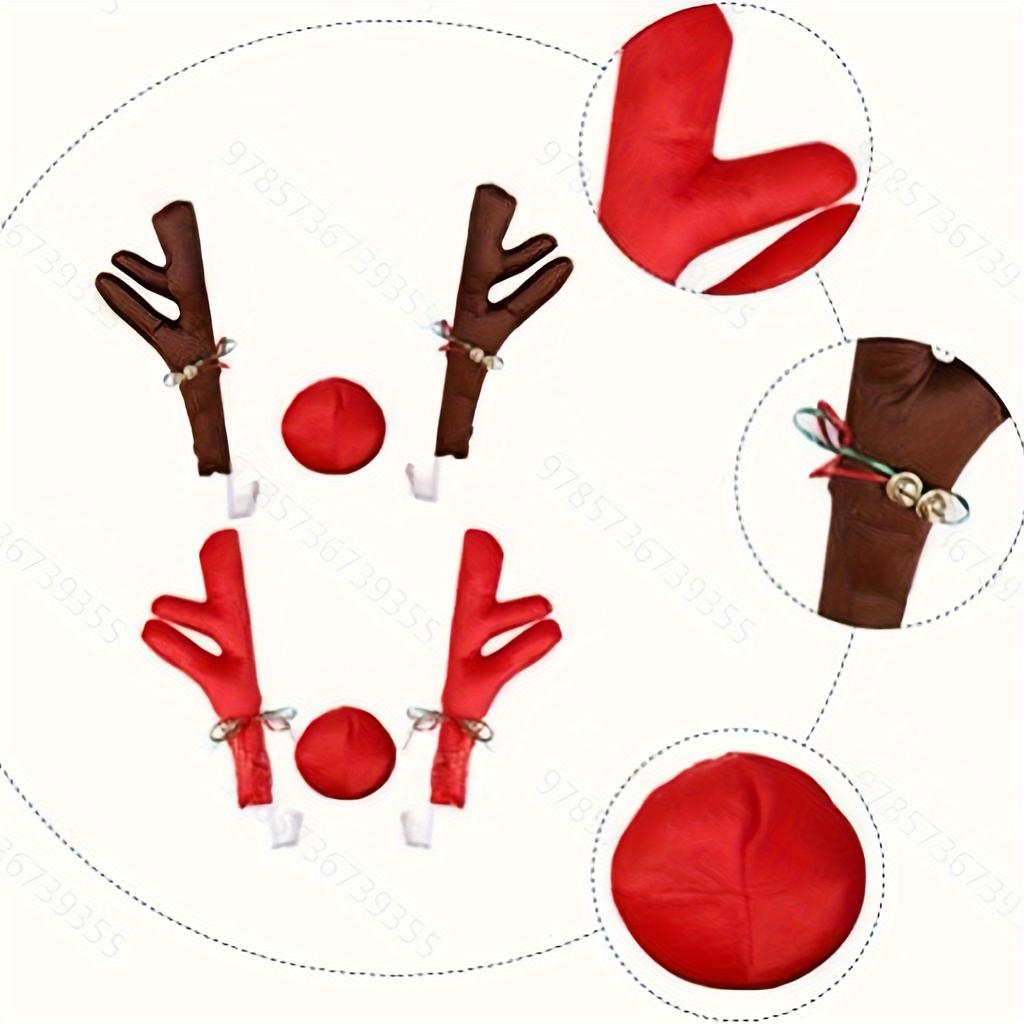 1 Set Christmas Reindeer Antlers Car Decorations Contemporary Style Featherless Festive Holiday Accessory for Xmas Vehicle Decor