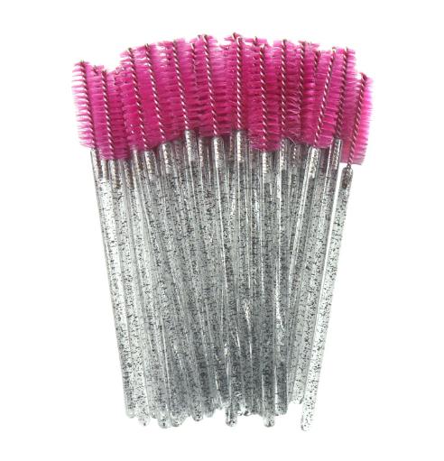 2024 Hot Sale Crystal Shine Eyelashes Mascara Brushes Private Logo Diamond Eyelashes Nylon Fan Brush Make-Up Tool