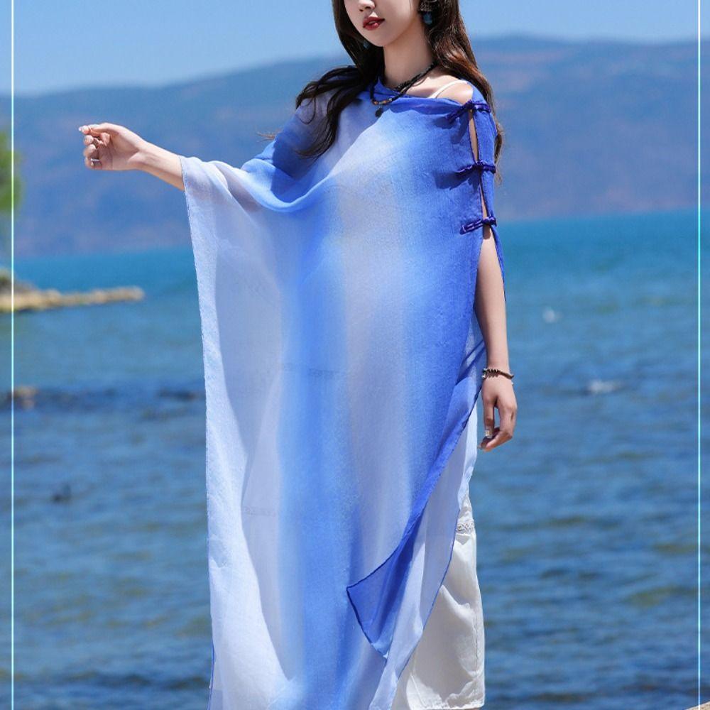 Sun Protection Ethnic Style Shawl Wraps Beach Scarf Vintage Sunscreen Shawl  Outdoor