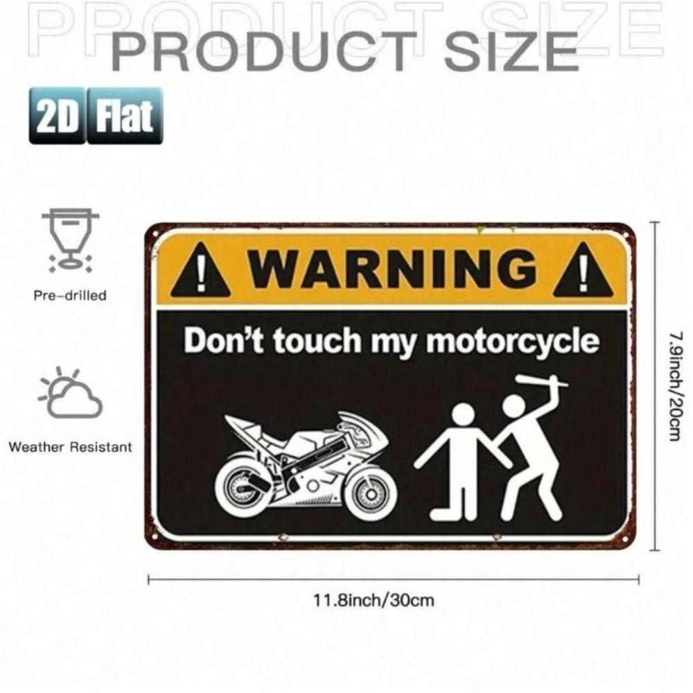 Vintage Metal Sign Do Not Touch My Motorcycle Garage Bar Decor 20x30cm