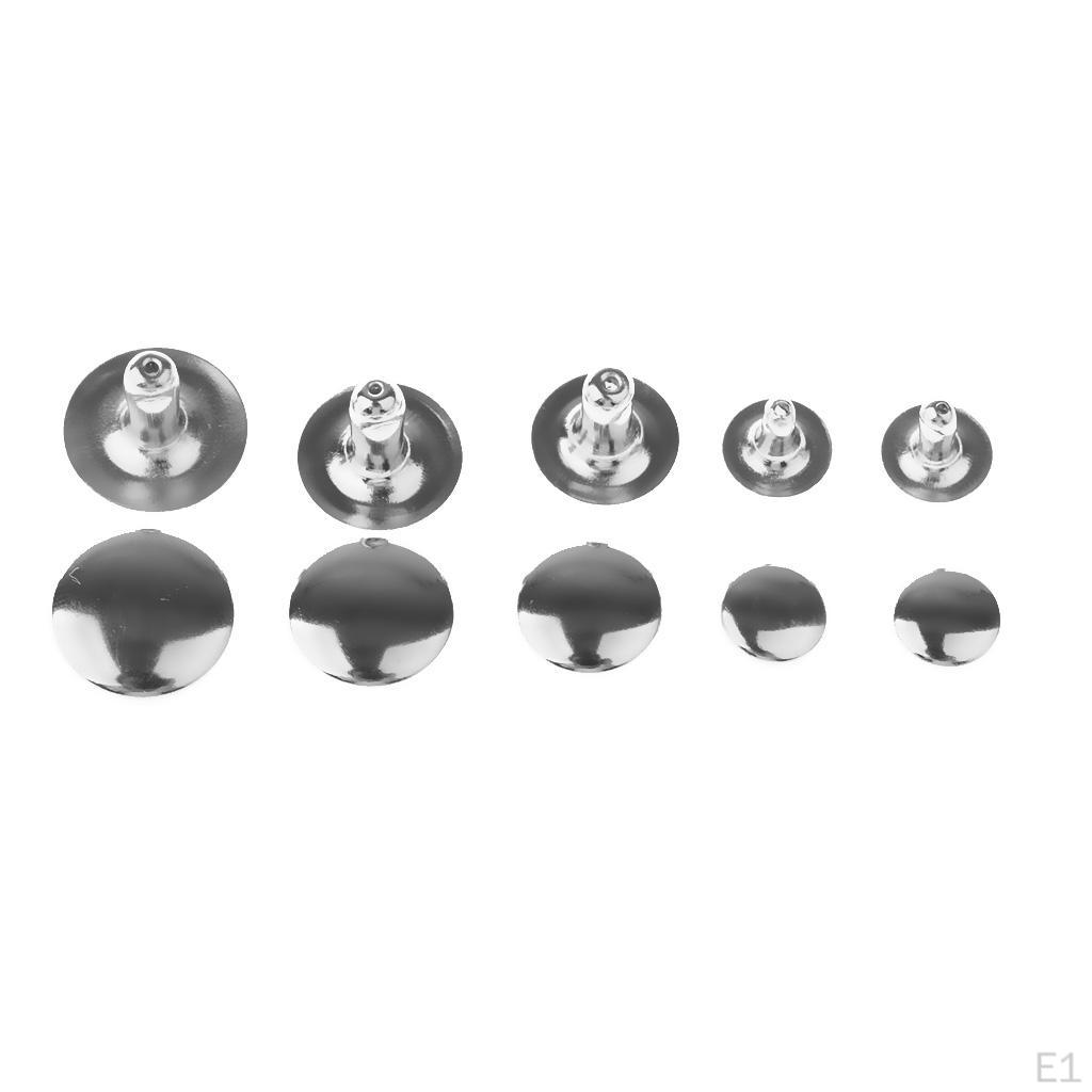 100 Assorted Round Metal Rivets for DIY Leathercraft Projects