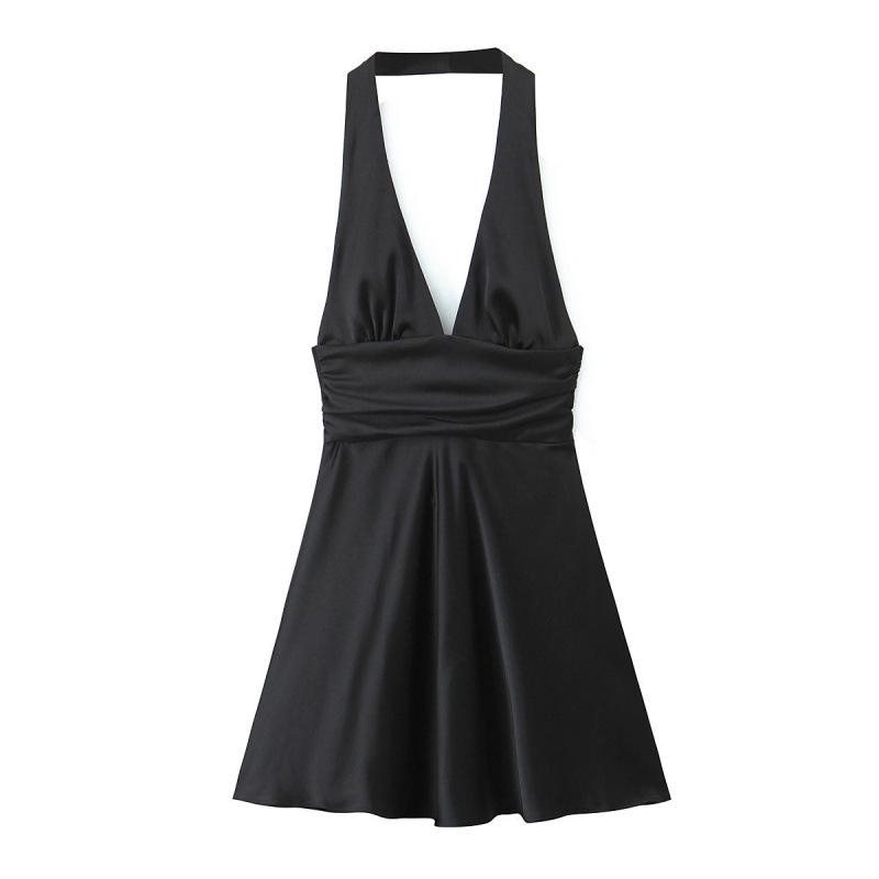 Spring Women's European & American Style Silk Satin Slip Dress