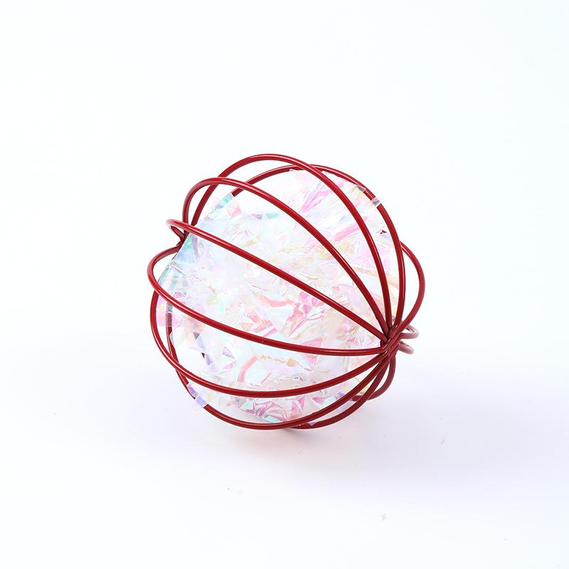 Interactive Cat Chase Toy: Crinkle Paper Ball In Sphere Cage for Self-Play