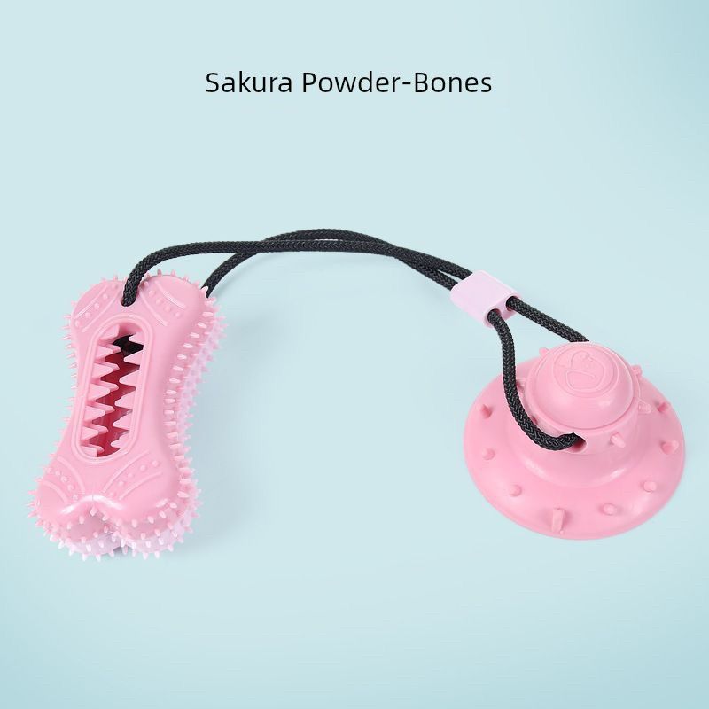 

Pet Sucker Drawstring Toys Bite-Resistant Teeth Cleaning Food Dropping Ball Dog Relieving Stuffy Decompression Dog Toy Pet Supplies Sucker Toy-Bones-Pink