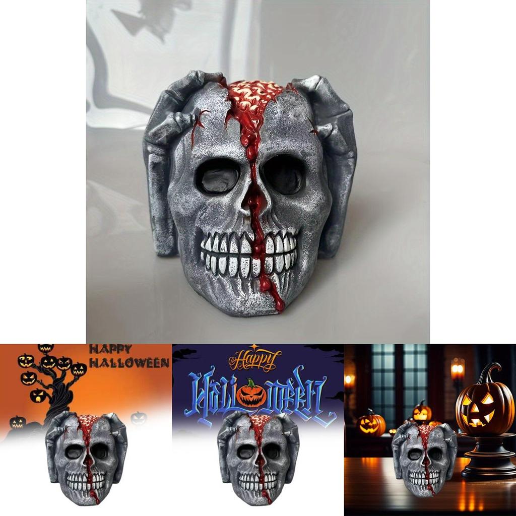 Halloween Skull Decor Figurine With Latex Material For Festive Atmosphere