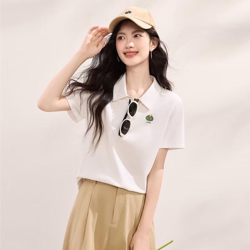 SLLSKY Women s Casual Embroidered Polo T-Shirt L