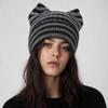 Soft Wool Knitted Cap Winter Ear Protection Wool Cap Casual Cat Ears Beanie Hat  for Women Girls