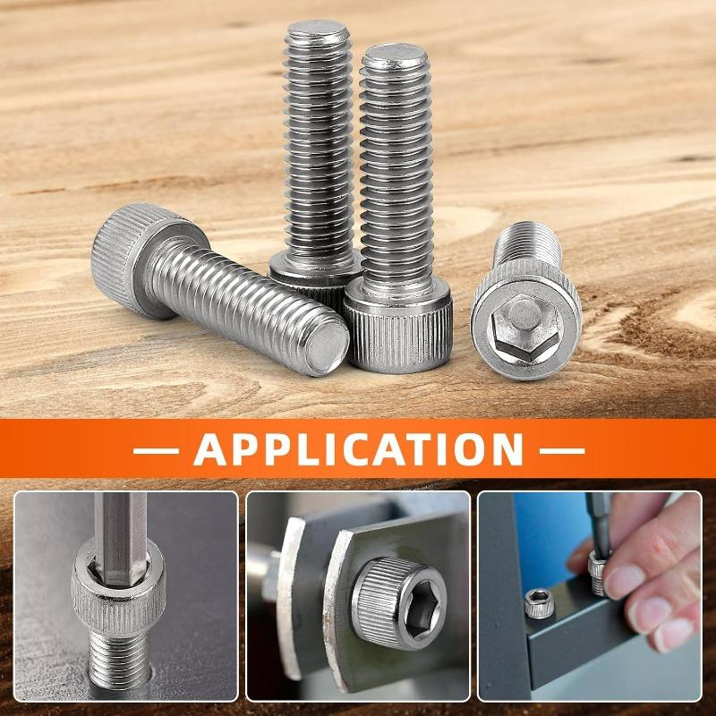 M3/M4 Thread External Hexagon Bolts Screws Set Stainless Steel Allen Head Bolt Screw Hex Socket Cap Nuts Furniture Fasteners