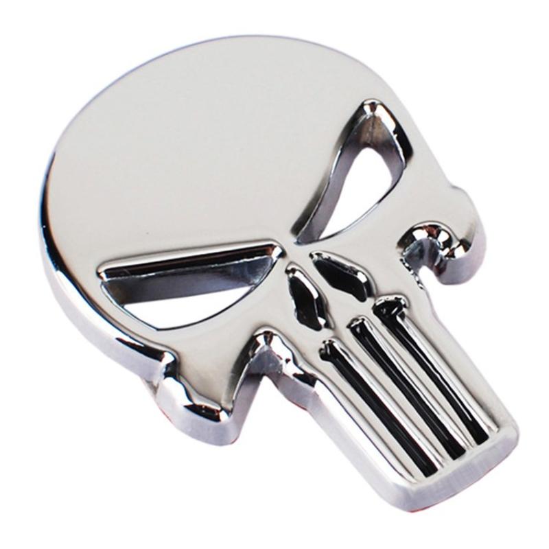 1PC 3D Metal Punisher Skull Skeleton Head Emblem Sticker Modified Scratch Fuel Tank Sticker Decoration Car Accessories