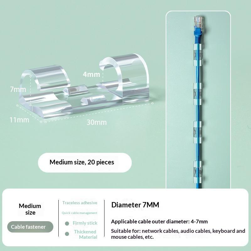 Hot Sale 20 PCS Transparent Self Adhesive Cable Clips Strong Adhesion Easy Installation For Home Office Cable Organization