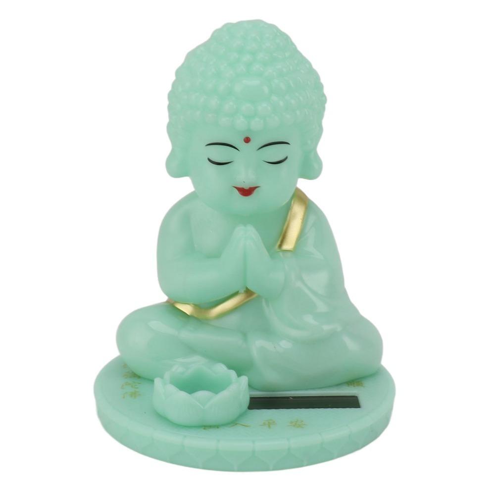3.54x4.53in Solar Shaking Head Buddha Ornament Car Interior Dashboard Display