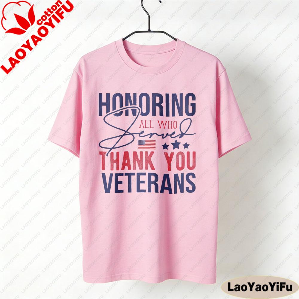 Thank You Veterans Shirt Honoring All Who Served Military Gift Women Shortsleeved Clothes High Quality Cotton Tees