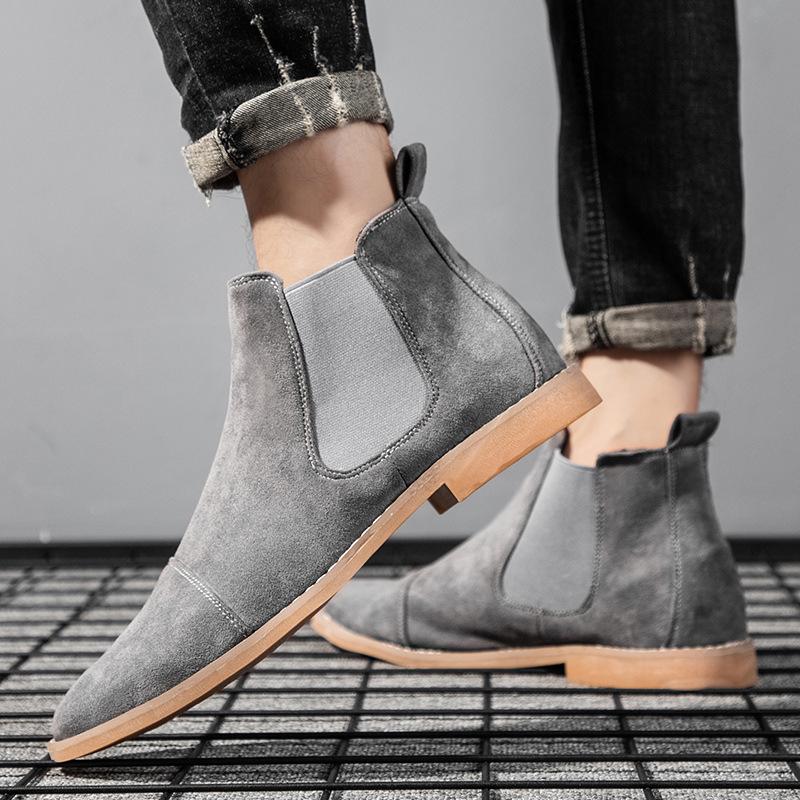 Módní žluté Chelsea boty Pánské špičaté Pohodlné společenské boty Pánské nazouváky Levné Pánské semišové boty Zapatos Hombre Běžné