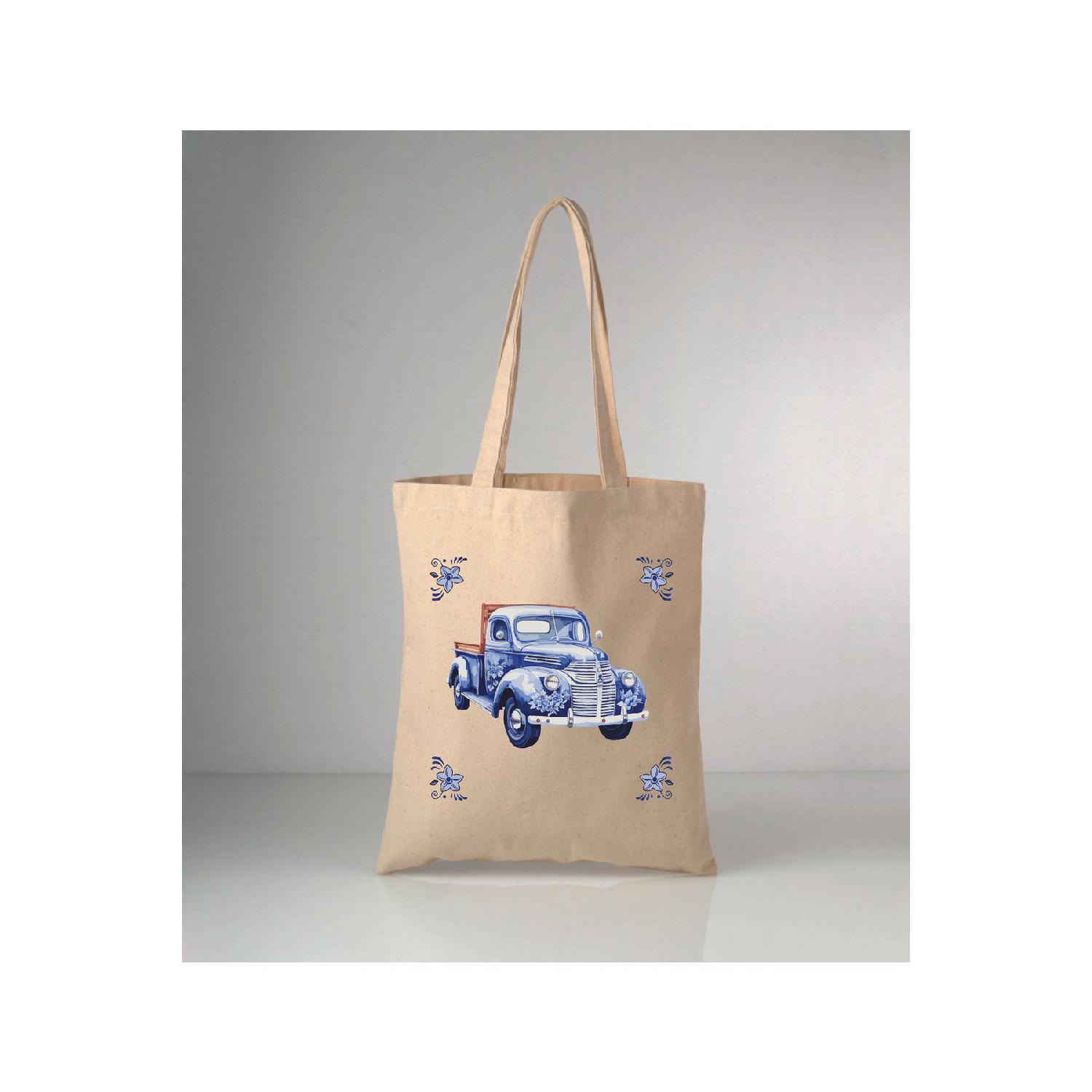 

Special Series Delft Blue Pickup Truck Printed Raw Cloth Shoulder Bag 35 x 39 экрю