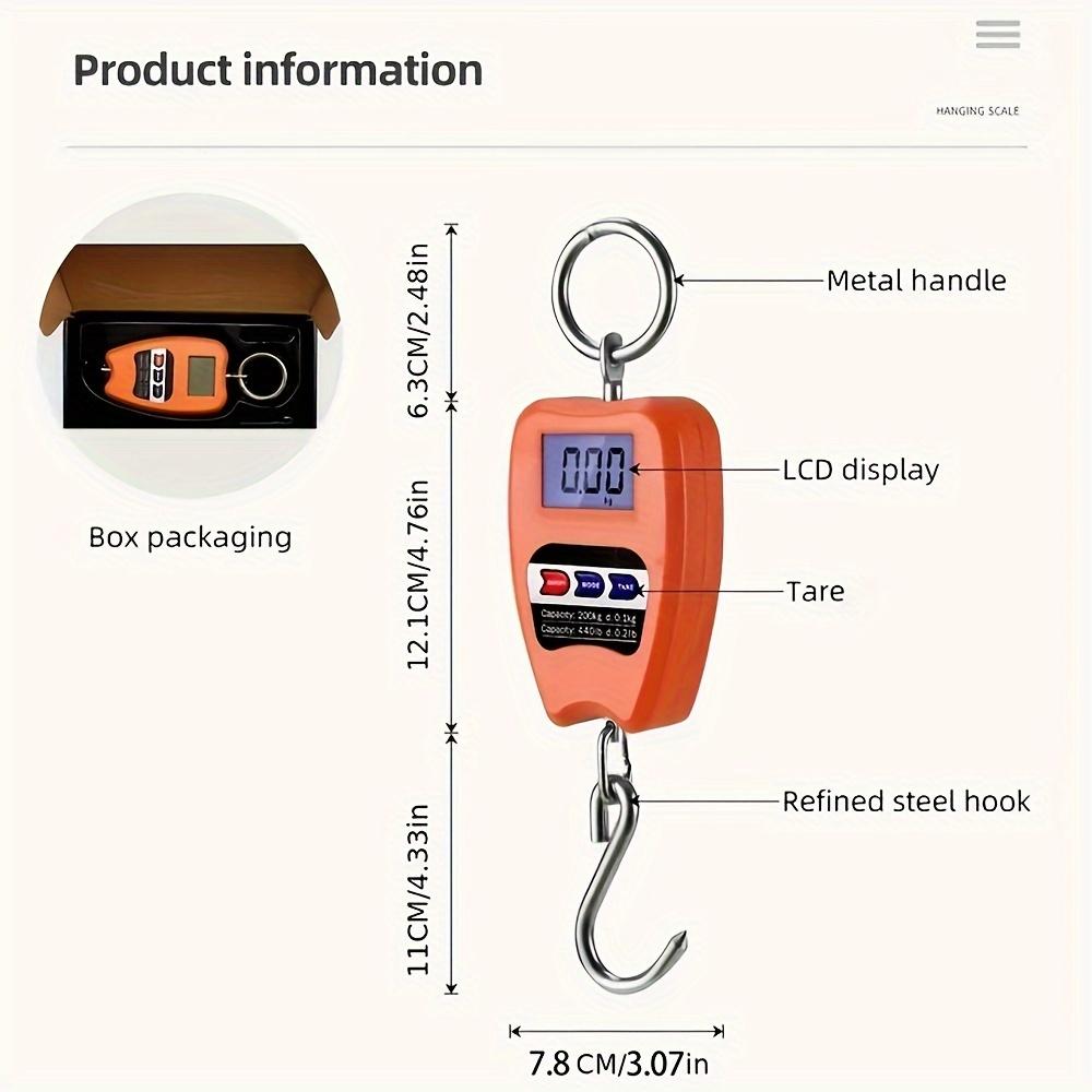 440.92LB Digital Hanging Scale Crane Scale Industrial Heavy Duty Hanging Hook Scales for Kitchen Weighing Tools Without Battery