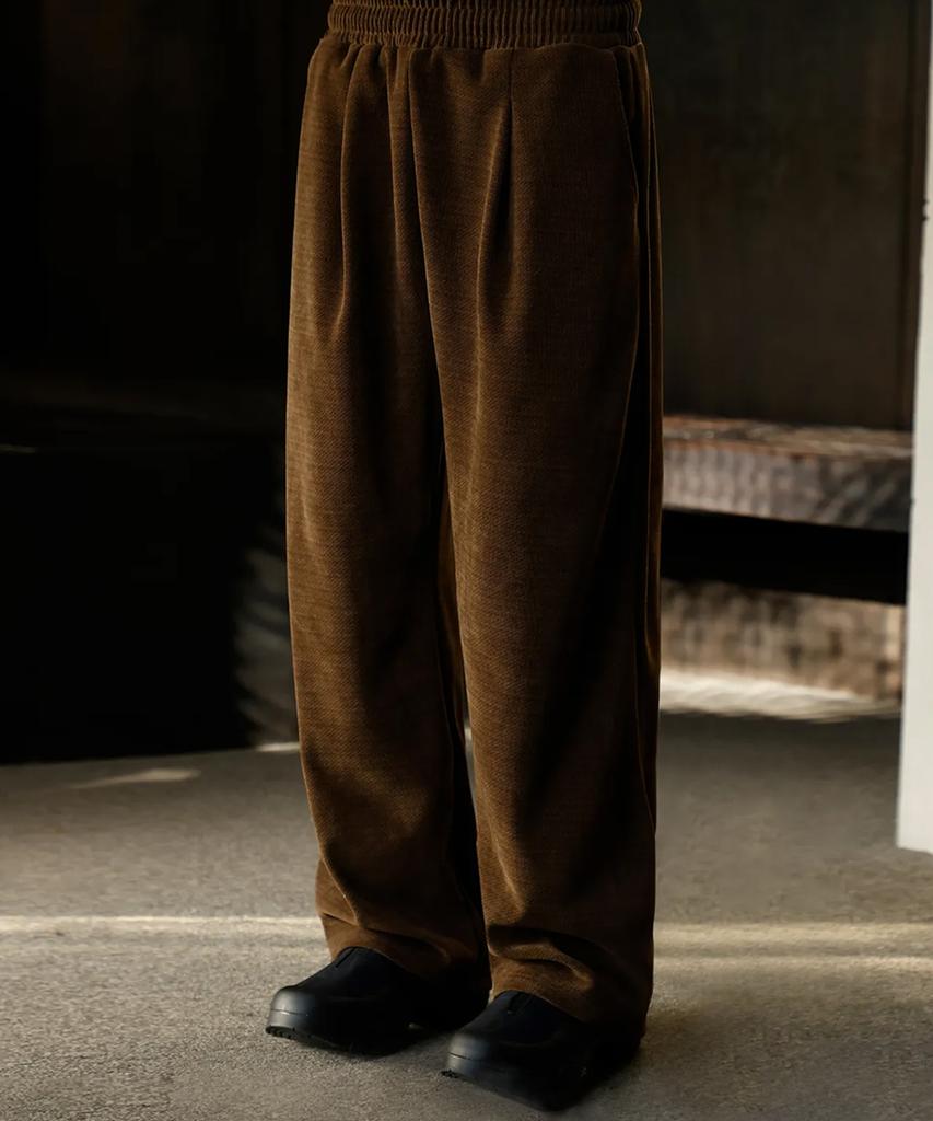SIGNATURE Soft Heavy Corduroy One-Pleat Elastic Pants [3 Colors]