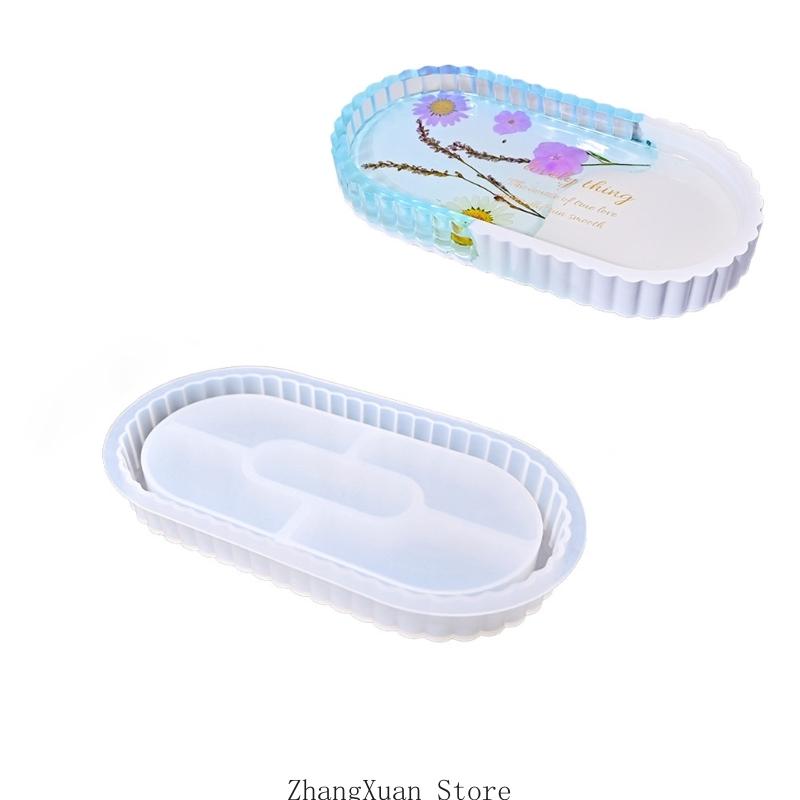Resin Tray Moulds for Epoxy Resin Holder Jewelry Tray Storage Dish Oval/Round Resin Plate Silicone Molds