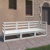 VidaXL 3-Seater Garden Sofa Patio Sofa Terrace Furniture Outdoor Sofa Outdoor Furniture White Wood 3075320