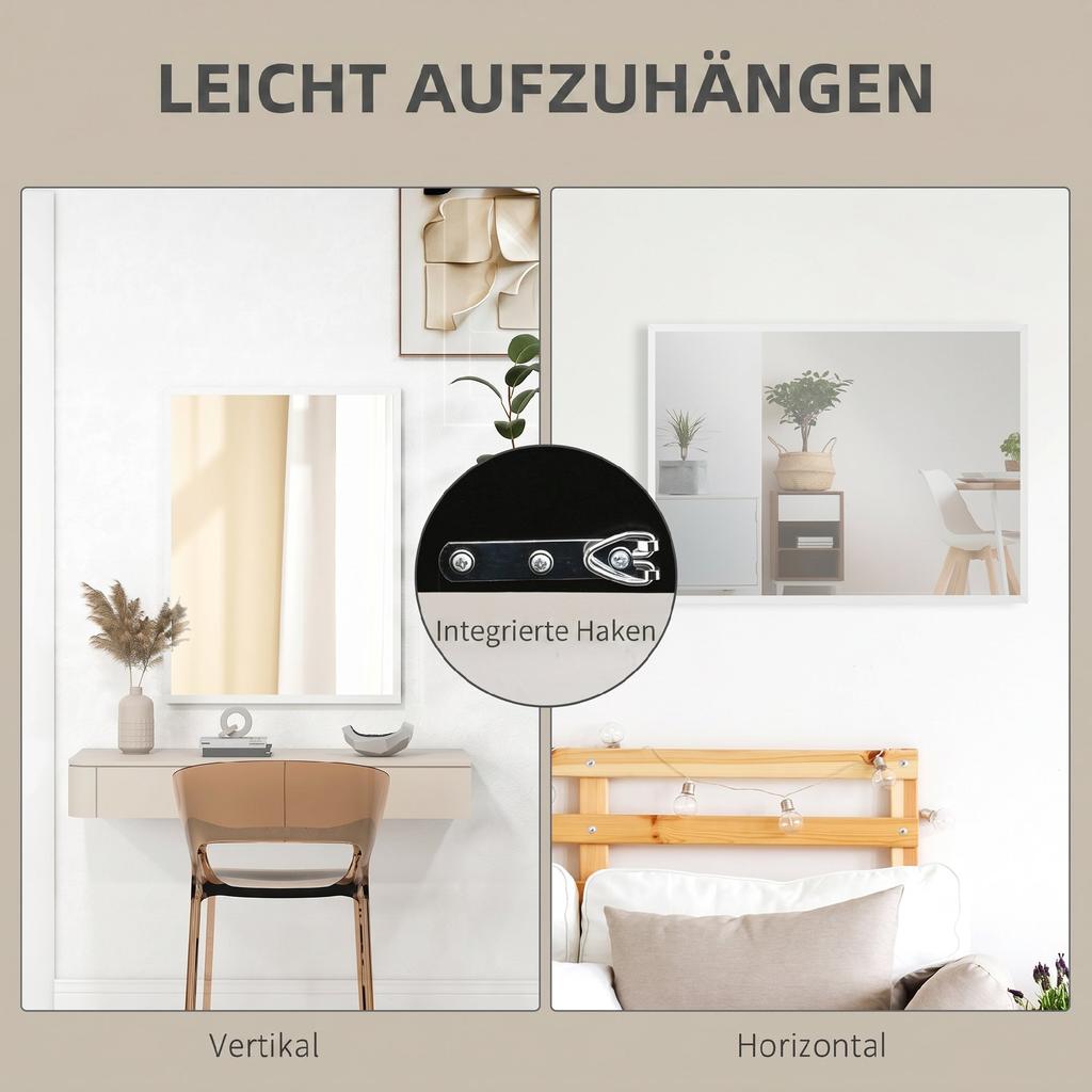 Wall Mirror, 60 x 80 cm, Decorative Hanging Mirror, easy assembly, incl. screws